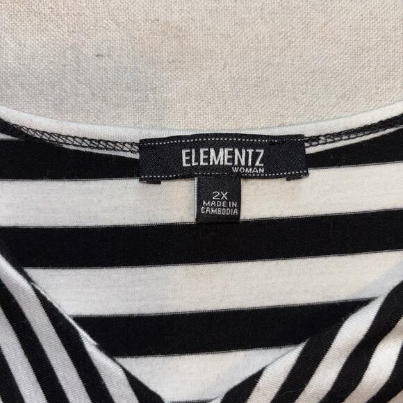 Elementz Maxi Dress Women’s 2X Jersey Stretch Geometric Summer Embellished Waist - Picture 4 of 8